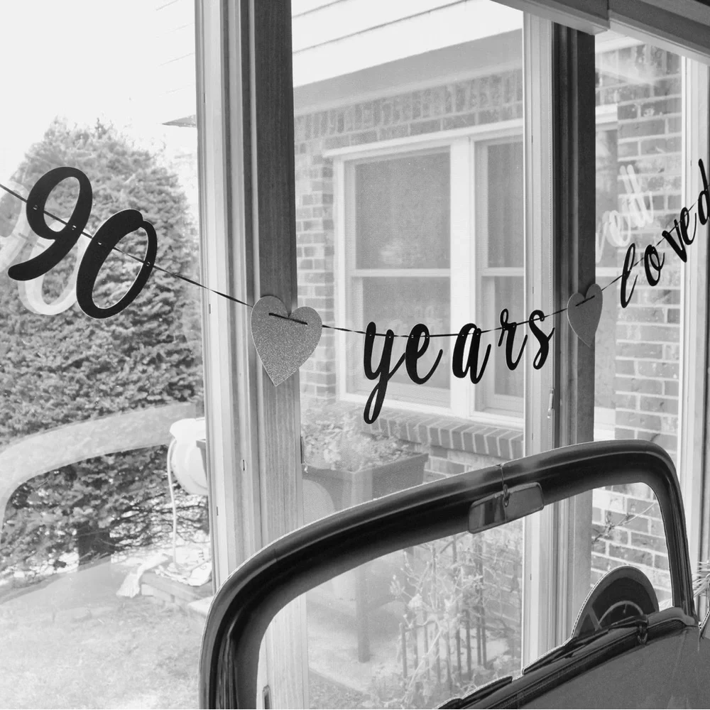 90 Years Loved - Black and Gold Party Banner. See sale details.